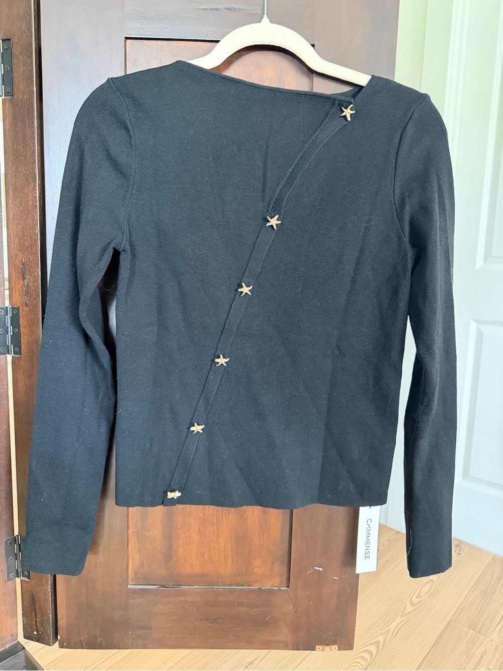 Commense Black Women's Sea Star-Accent Sweater